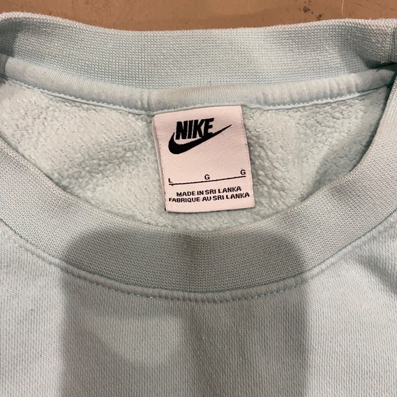 Large Light Blue Men's Nike Fleece Crewneck - Picture 2 of 3